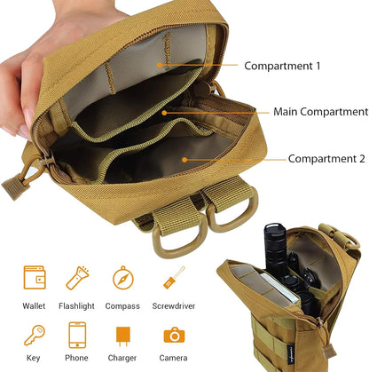 2-Pack Compact Tactical Molle Pouches - Water-Resistant EDC