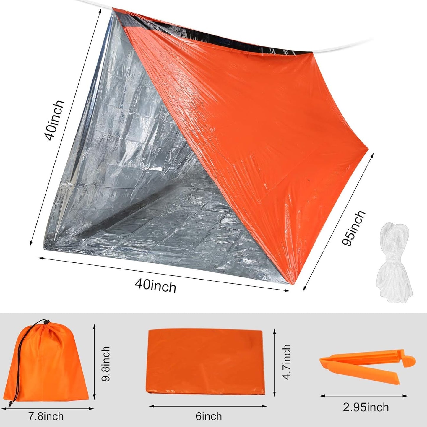 2-Person Emergency Shelter Tent - Waterproof & Thermal - 2pack