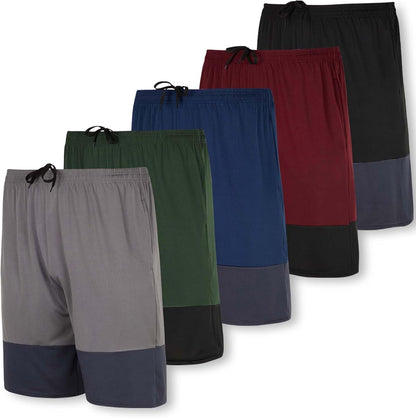 5 Pack Men's Dry-Fit Sweat Resistant Active Athletic Performance Shorts