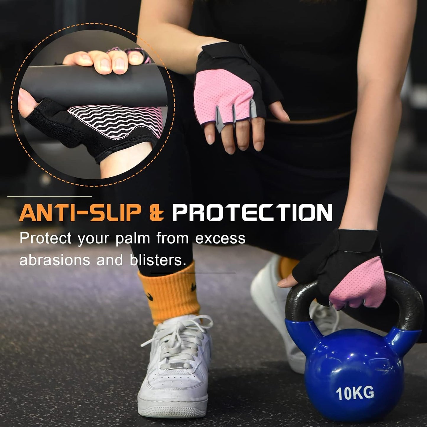 sunnex Gym Gloves, Workout Gloves, Fingerless Gloves for Weightlifting, Lightweight Breathable Fitness Gloves, Sports Gloves for Training Lifting Weight Cycling Climbing Rowing