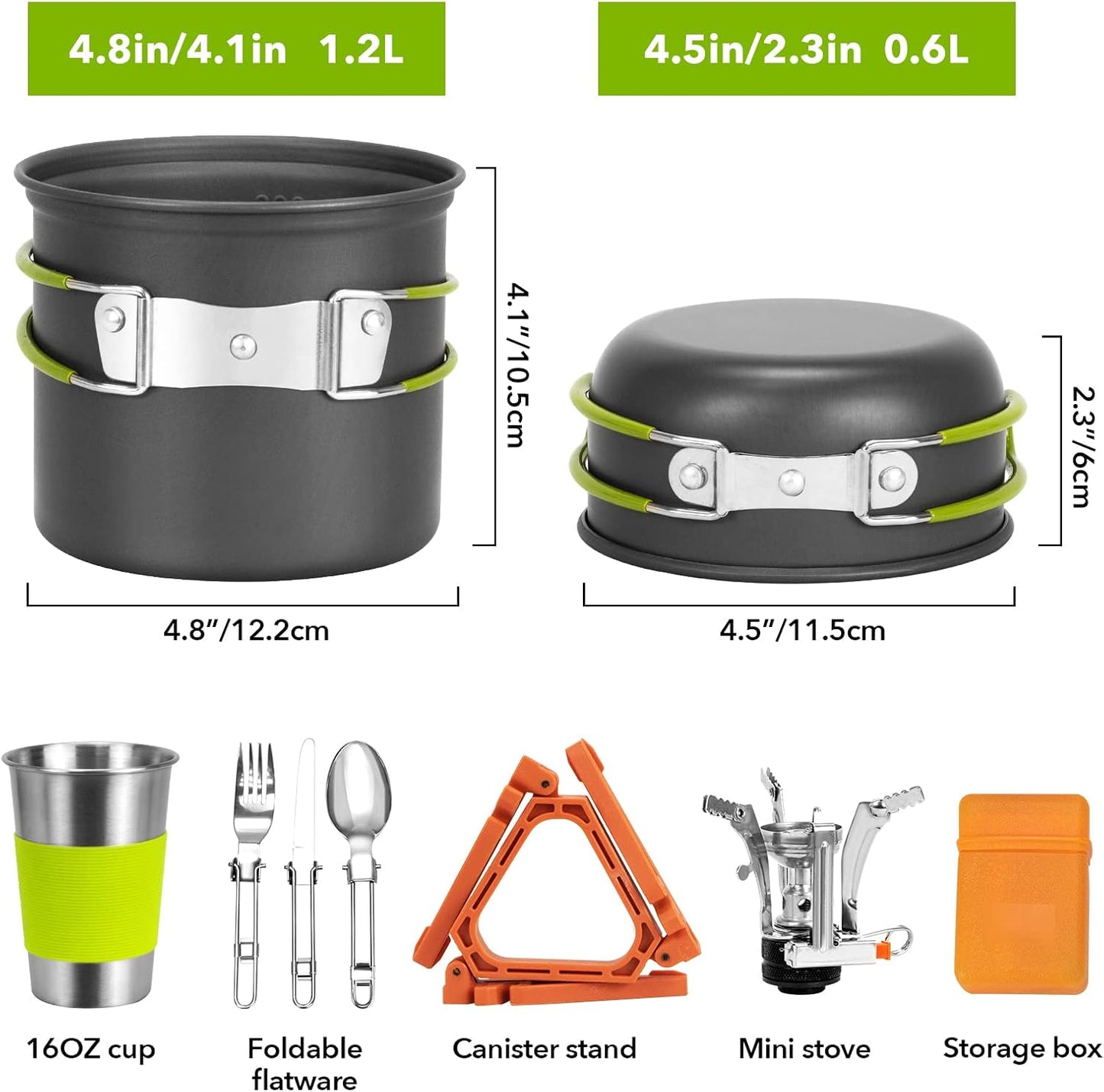 Camping Cookware Backpacking Stove Canister Stand Tripod and Stainless Steel Camping Cup,Fork Spoon Kit for Hiking and Picnic,Camping Cooking,Backpacking Gear,Mess kit.