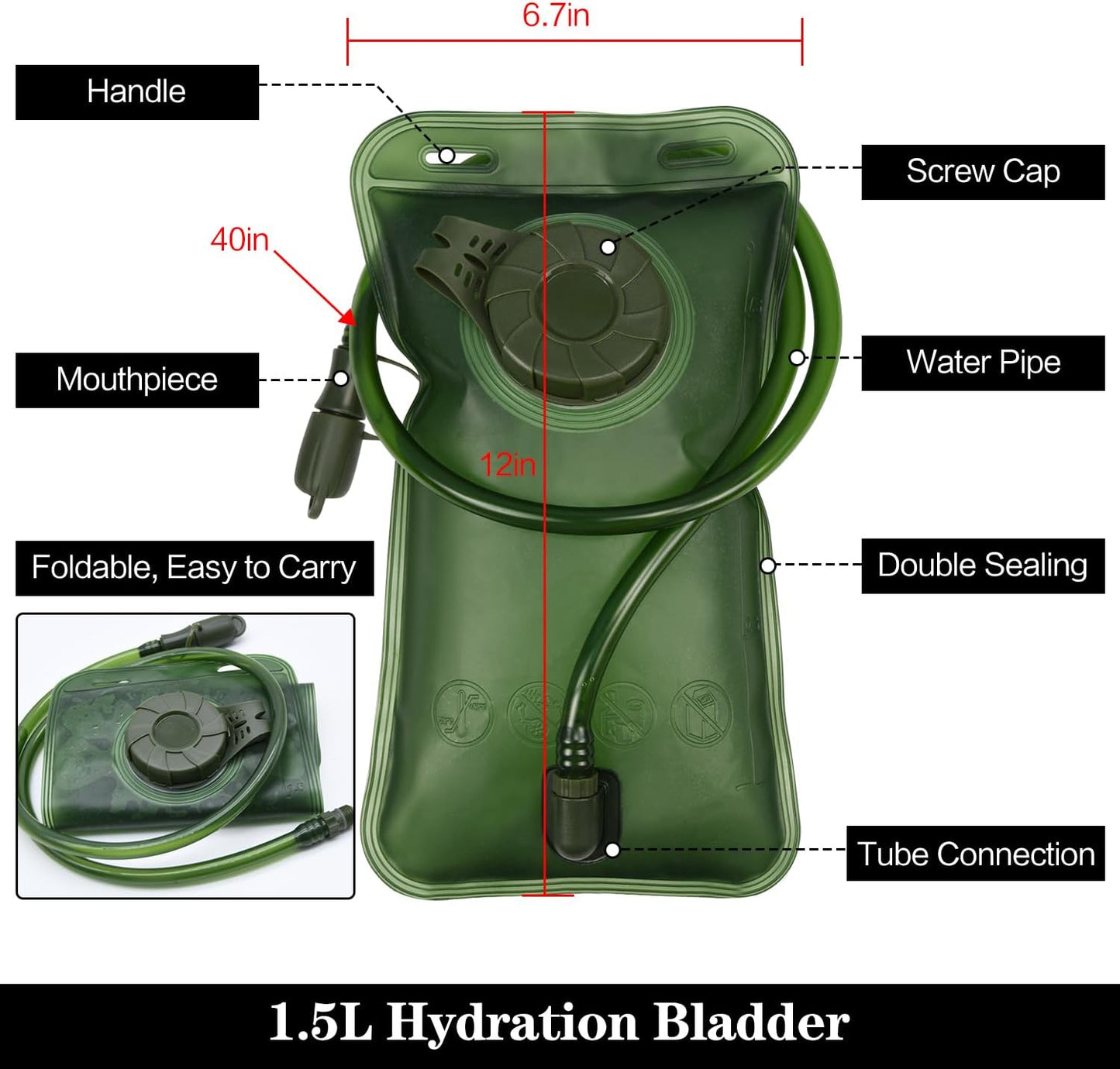 3L Leakproof Hydration Bladder - 2pack