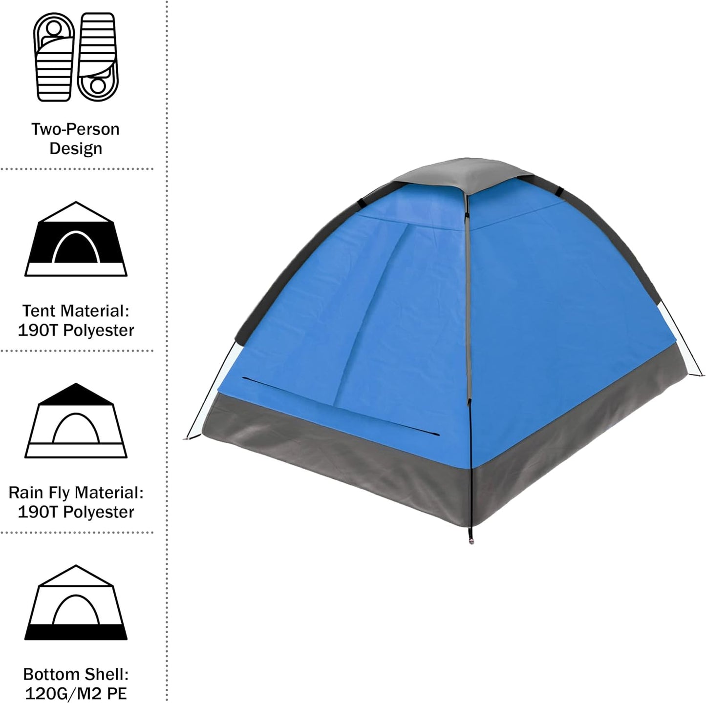 2-Person Backpacking Tent - Waterproof&Rain Fly