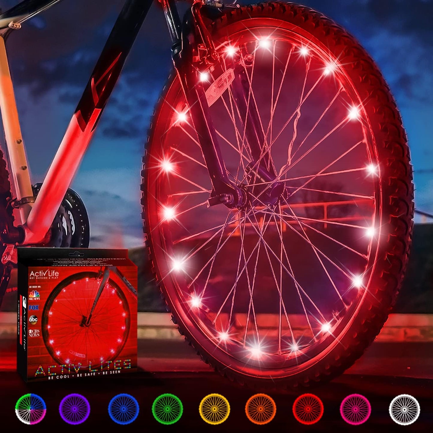 Life LED Bike Wheel Lights with Batteries Included! Get 100% Brighter and Visible from All Angles for Ultimate Safety & Style (1 Tire Pack)