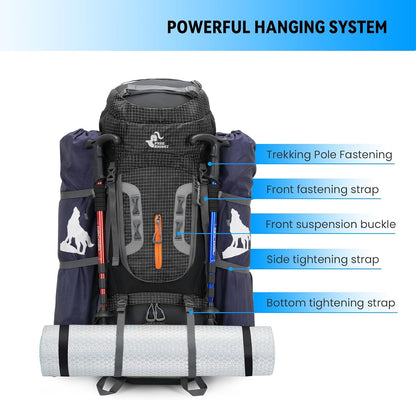 80L Waterproof Hiking Backpack with Rain Cover