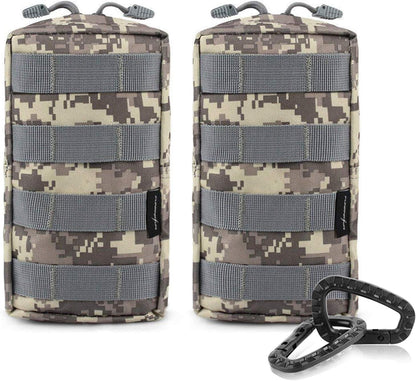 2-Pack Compact Tactical Molle Pouches - Water-Resistant EDC