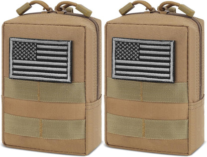 2-Pack Compact Tactical Molle Pouches - Water-Resistant EDC