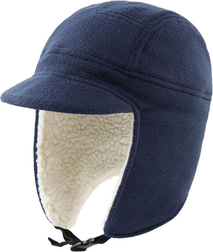 Men's Sherpa-Lined Winter Hat  Visor & Windproof  Earflap & Skull Cap