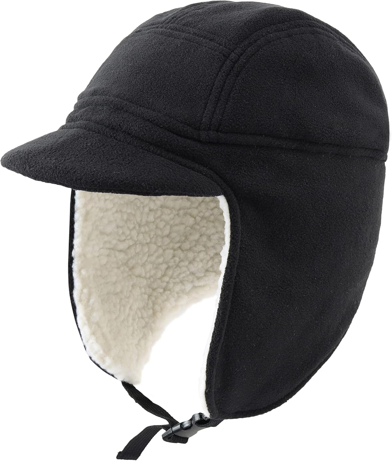 Men's Sherpa-Lined Winter Hat  Visor & Windproof  Earflap & Skull Cap