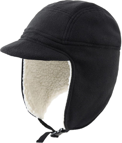 Men's Sherpa-Lined Winter Hat  Visor & Windproof  Earflap & Skull Cap