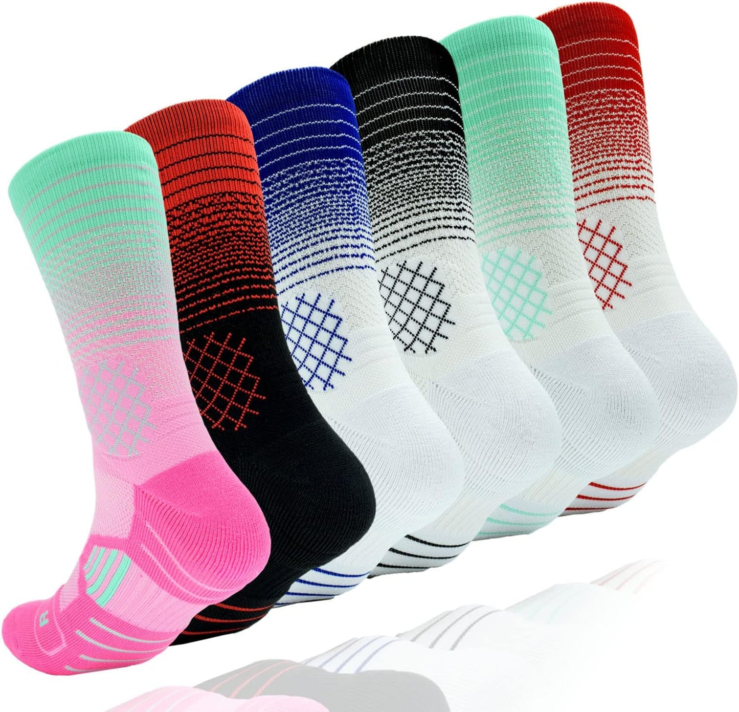 5 Pairs Mens Athletic Crew Socks Elite Basketball Sport Cushioned Long Compression Sock,6.5-11.5