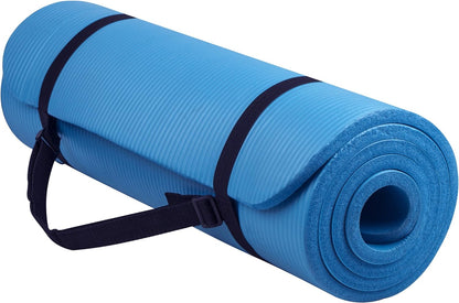 All Purpose 1/2-Inch Extra Thick High Density Anti-Tear Exercise Yoga Mat with Carrying Strap with Optional Yoga Blocks, Multiple Colors