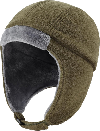 Men's Fleece Thermal Skull Cap - Ear Flaps - Winter Outdoor Hat