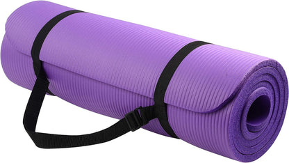 All Purpose 1/2-Inch Extra Thick High Density Anti-Tear Exercise Yoga Mat with Carrying Strap with Optional Yoga Blocks, Multiple Colors