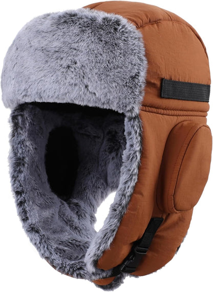 Men's Windproof Trapper Hat  Faux Fur Lined  Eskimo Style