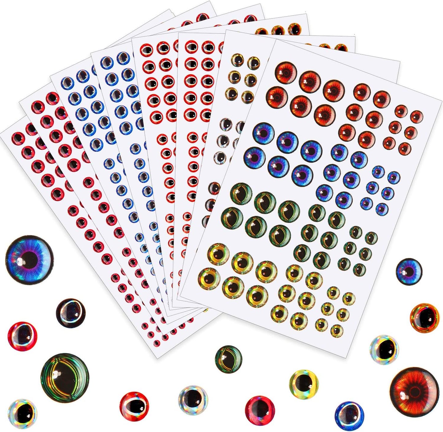 1242 Pieces 3D 4D Fishing Eyes Oval Fishing Lure Eyes Realistic Fishing Eye for Making Fishing Bait Fly Tying Streamers Lures Crafts (6 Sizes: 3 mm/ 4 mm/ 5 mm/ 6 mm/ 8 mm/ 10 mm)