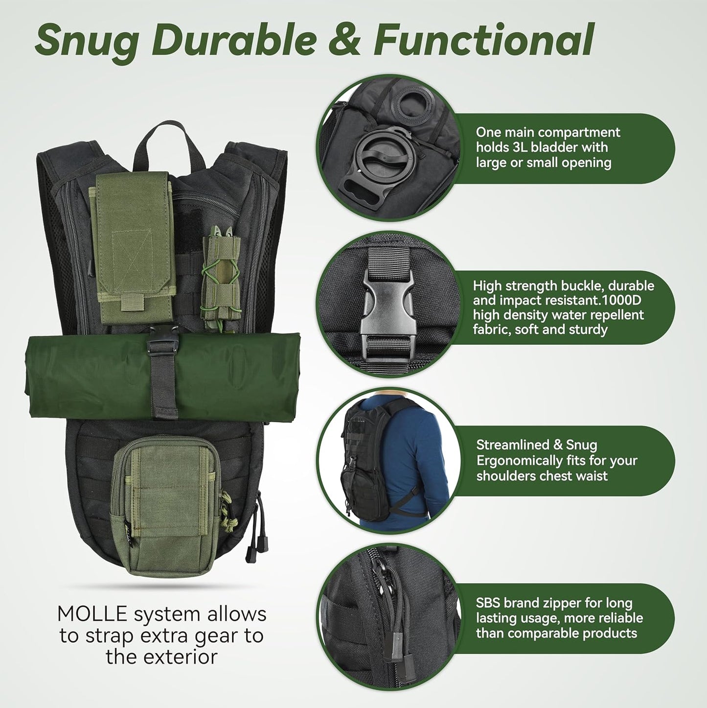 3L Military Molle Backpack -Tactical Hydration