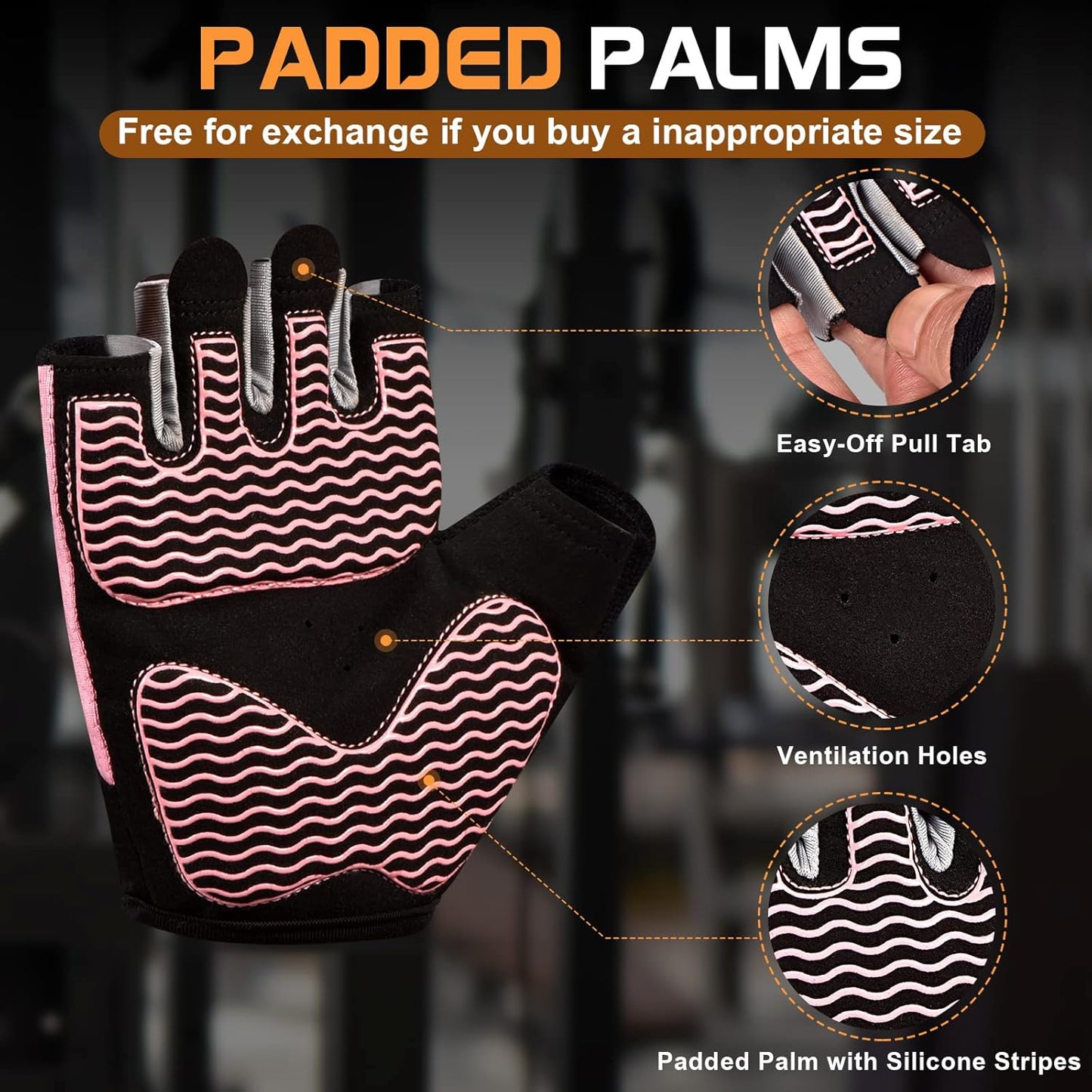 sunnex Gym Handschuhe, Workout Handschuhe Fingerlose Handschuhe zum Gewichtheben, Leichte Atmungsaktive Fitness Handschuhe, Sporthandschuhe für Training Gewichtheben Radfahren Klettern Rudern 