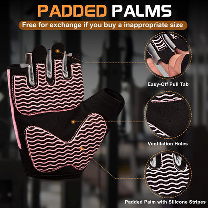 sunnex Gym Handschuhe, Workout Handschuhe Fingerlose Handschuhe zum Gewichtheben, Leichte Atmungsaktive Fitness Handschuhe, Sporthandschuhe für Training Gewichtheben Radfahren Klettern Rudern 