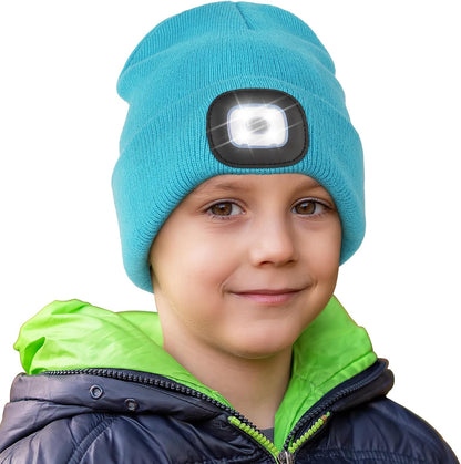 Kids LED Beanie - Flashlight Cap with USB Charging