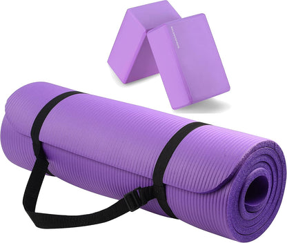 1/2-Inch Thick Yoga Mat  Anti-Tear, Carry Strap, Multi-Color Options