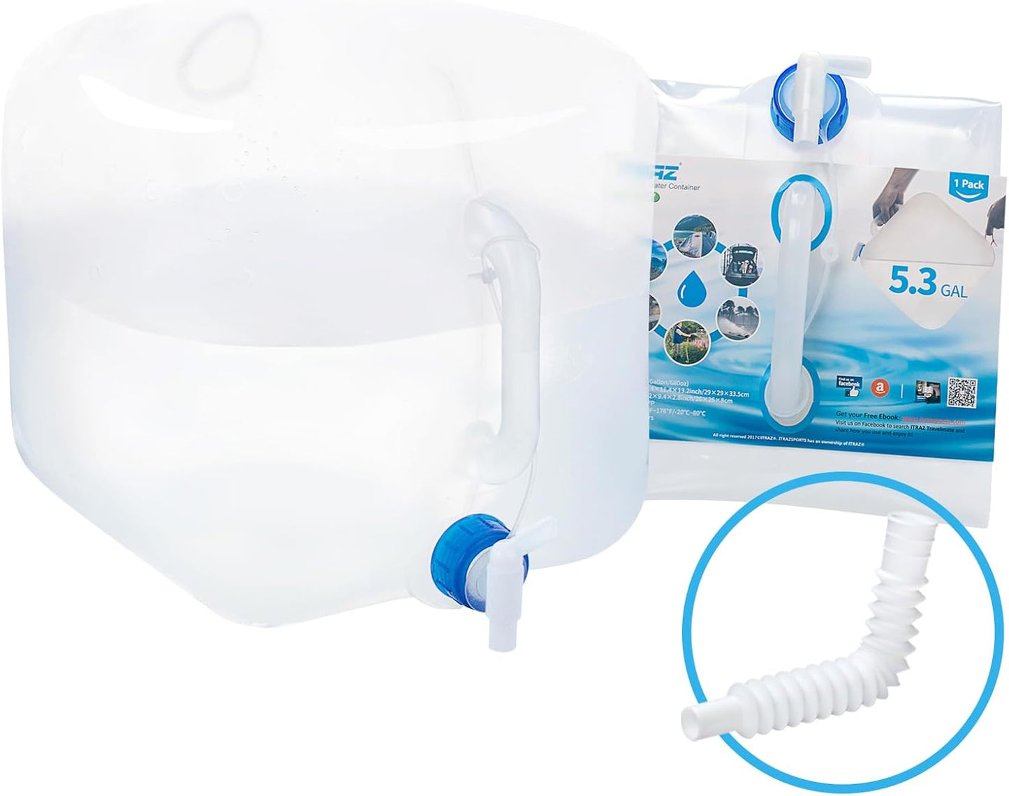 5.3-Gallon Collapsible Water Container with Spigot