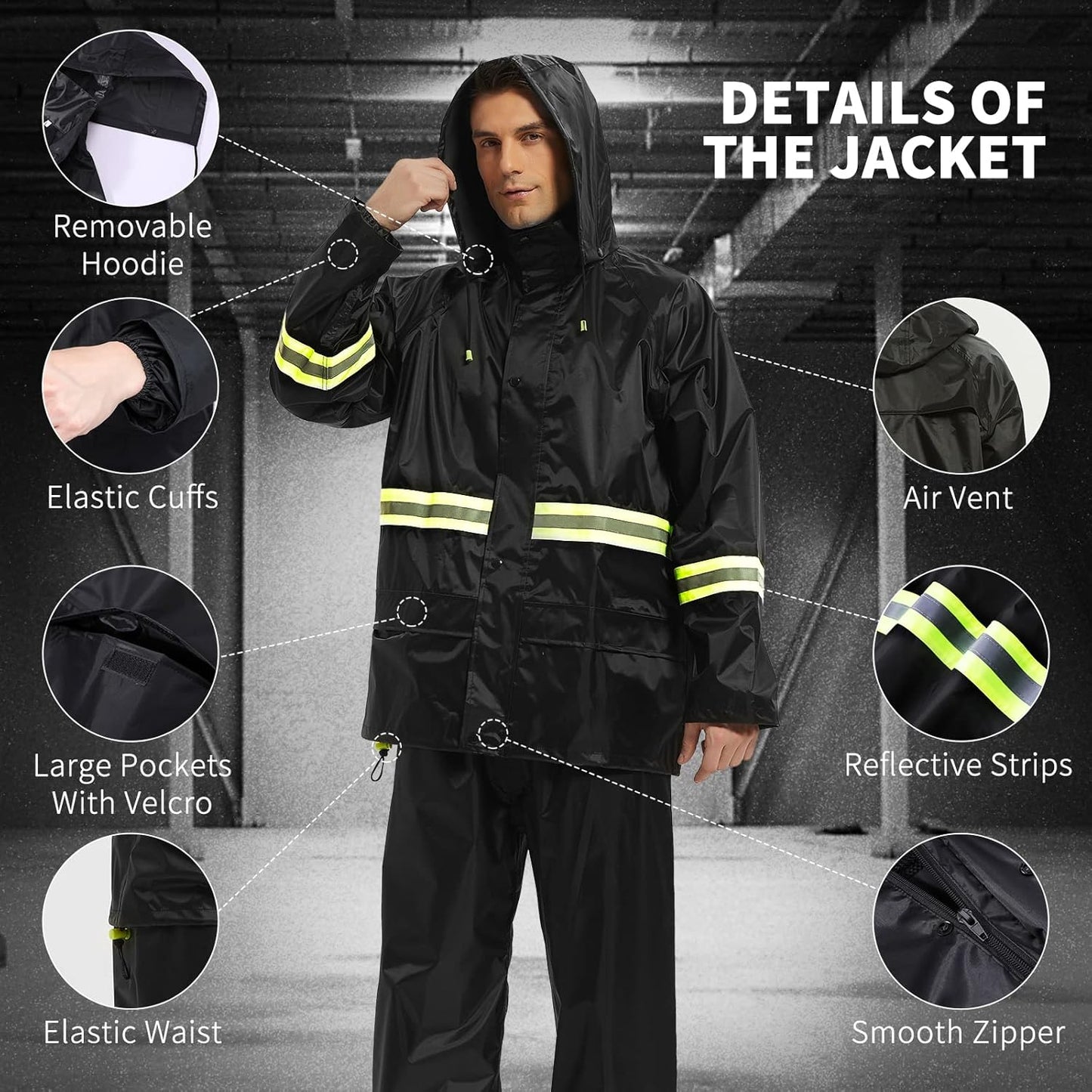 Unisex Breathable Rain Suit - Reflective & Waterproof