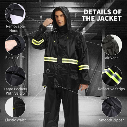 Unisex Breathable Rain Suit - Reflective & Waterproof