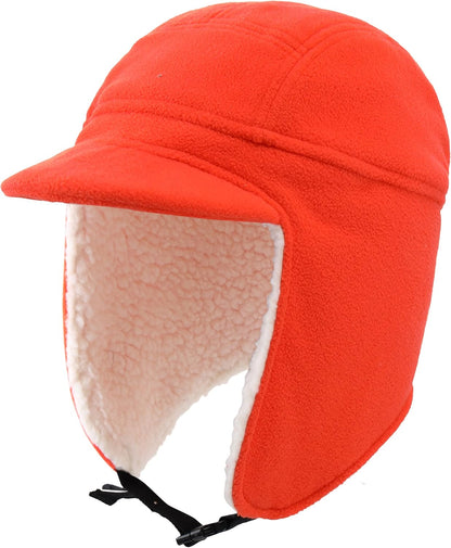 Men's Sherpa-Lined Winter Hat with Visor & Earflaps